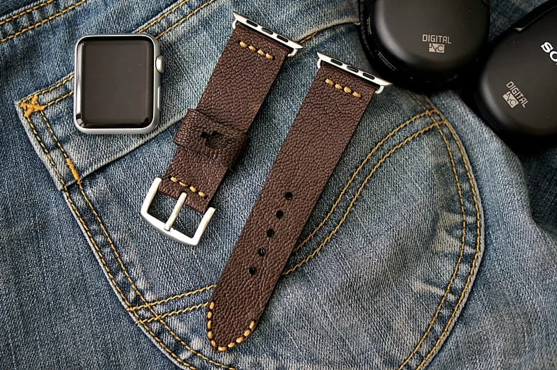 AWBF03-D36 handgefertigt Sheep Leder Uhrenarmband incl. Lugs Adapter für Apple Watch (oder Apple Watch Sport) 42mm oder 38mm – Bild 4